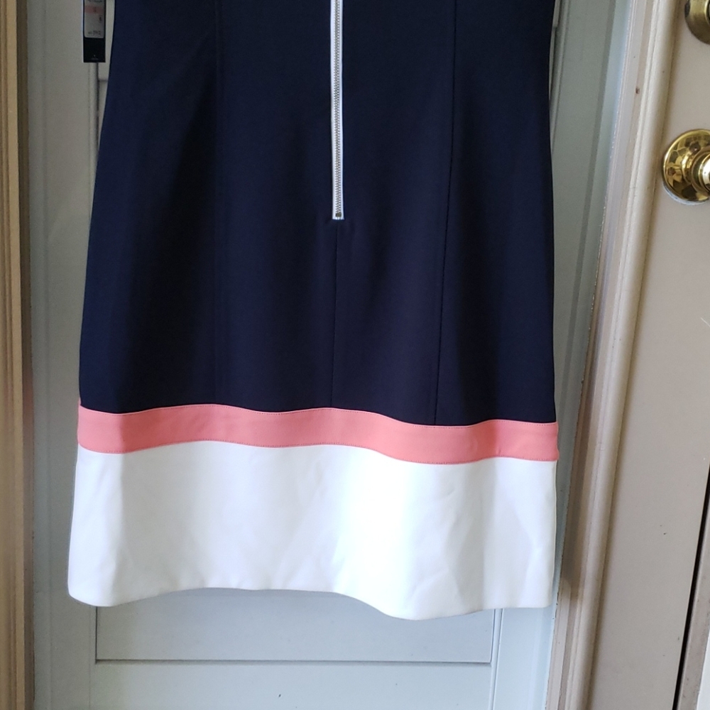 Tommy Hilfiger Navy/Coral/White Sheath Dress Sz10 - Picture 7 of 10